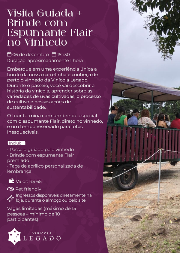Visita guiada + brinde com espumante Flair no vinhedo