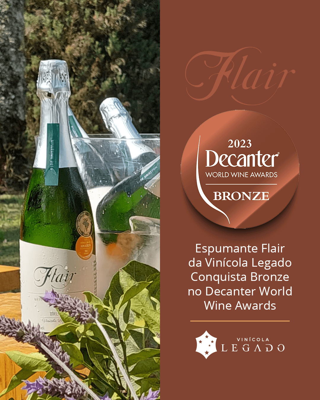 Flair Brut 2018 da Vinícola Legado Conquista BRONZE no Prestigiado Decanter World Wine Awards